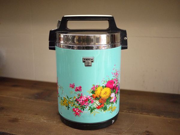 HE98 タイガージャー憩 青地に花柄 4.4L■昭和レトロ/美品