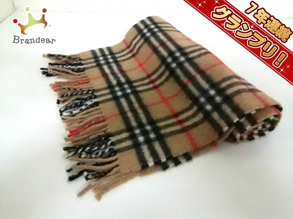 Burberry's(バーバリーズ) マフラー ライトブラウン×黒×レッド