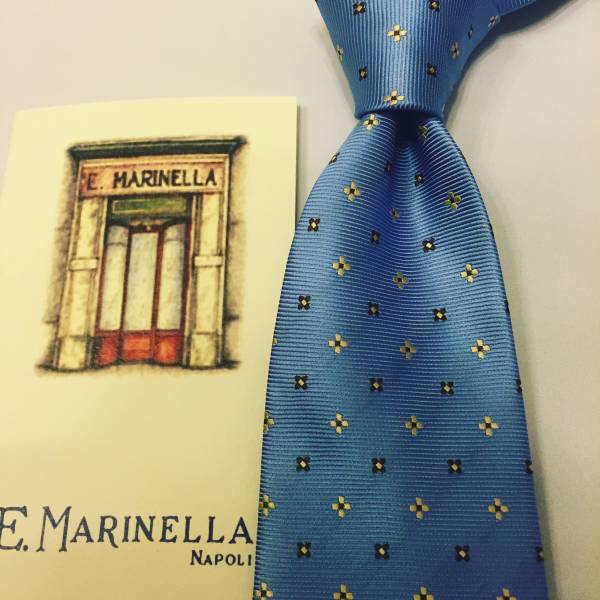 新品】E.MARINELLA/マリネッラ☆ネクタイ☆水色 小紋 生産国：イタリア