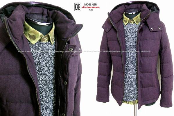 MKミッシェルクランオム2wayツイードダウンジャケット ボルドーM