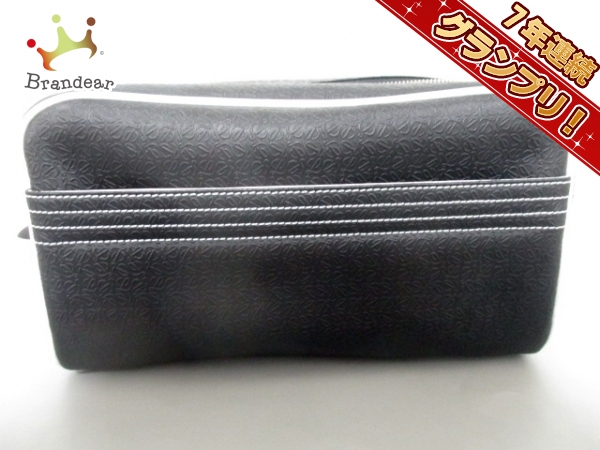 ロエベ アナグラム LOEWE ロエベ ポーチ 美品 アナグラム柄 黒×白 LOEWE