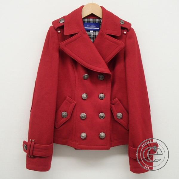 希少✨️BURBERRY BLUE LABEL ショート丈 Pコート ナポレオン ☆バーバリーブルーレーベル 赤 ナボレオン ショートPコート36