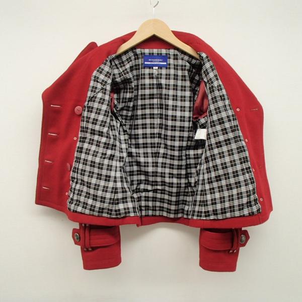 希少✨️BURBERRY BLUE LABEL ショート丈 Pコート ナポレオン ☆バーバリーブルーレーベル 赤 ナボレオン ショートPコート36