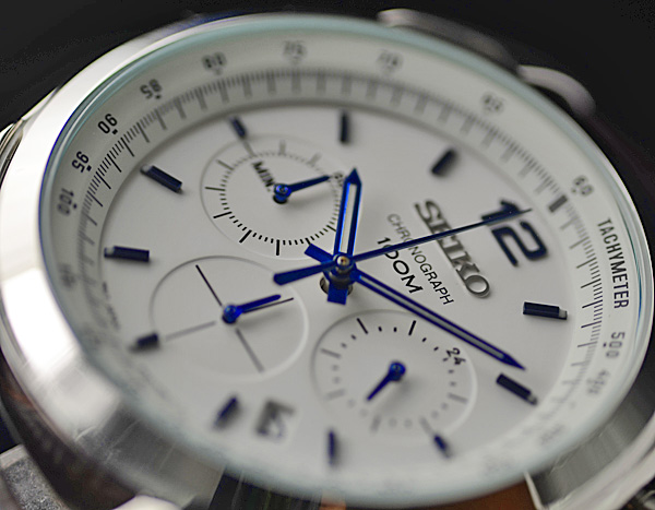逆輸入セイコー本革ベルト腕時計クロノグラフ100m防水SEIKO