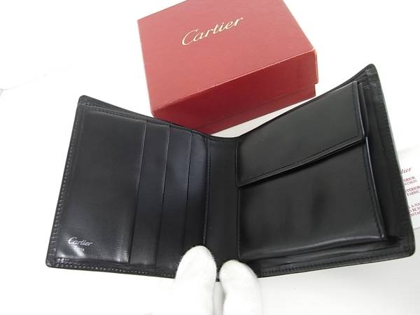 USED】Cartier☆カルティエ パシャ 二つ折り札入れ 財布 ブラック