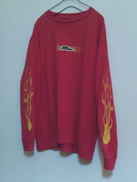 90s NoFEAR ロンT ファイヤーパターン スケート パウエル 袖プリ