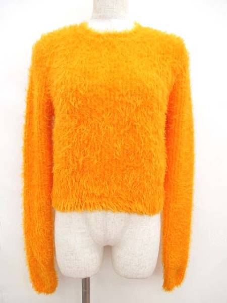 フェザーヤーンニット シャギーニット リブ オレンジ M