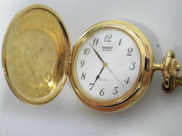 ha102◇懐中時計 SEIKO DOLCE クオーツ 不動 セイコー（精工舎）⁄八角
