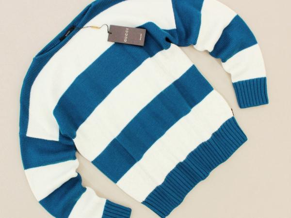 14万新品◇XL◇GUCCI グッチ㈱ケリング 青×白ボーダーニット GUCCI