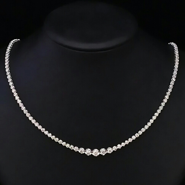 本物！5.00ct 鑑別書付 天然ダイヤモンド テニスネックレスK18WG_2
