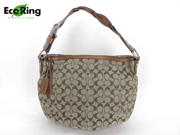 1円 美品 コーチ F11859 シグネチャー セミショルダー BU305