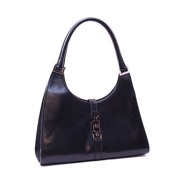 グッチ GUCCI レザー ショルダーバッグ ブラック ハンドバッグ