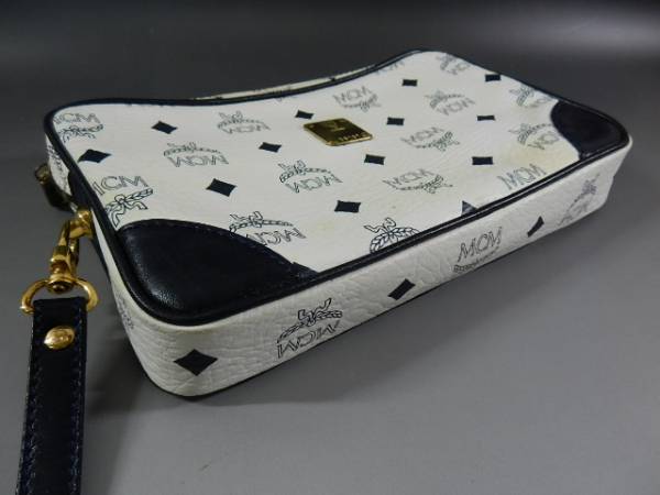 【セカンドバッグ】MCM エムシーエム 白 レザー 鞄 袋付 ドイツ