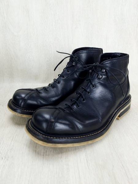 Silvano Mazza◇レザーレースアップブーツ/UK7/BLK/ソールによ