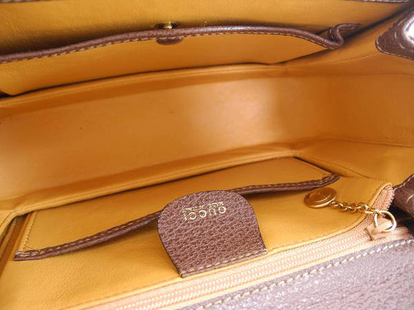 1円 美品 グッチ バンブー 2WAY レザー ハンドバッグ 茶 AB295