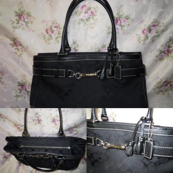 ブラック コーチ レザー トートバッグ COACH ハンドバッグ 自立 A4収納