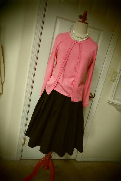 ★美品【1回着；アリスバーリー/ピンク丸首アンサンブルニットL】東京スタイル