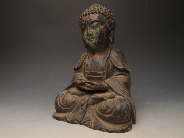 古銅 高麗仏 鍍金仏 如来坐像 1646g 仏像 仏教美術 7306ss