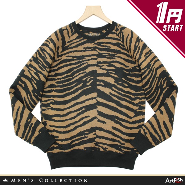 1円MARC JACOBS★茶タイガーカモ柄カシミヤ混スウェットo554*M展