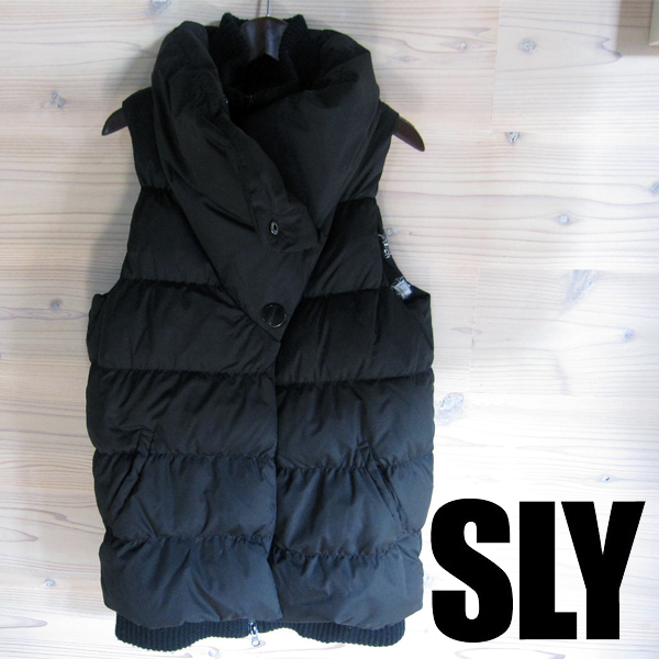 【美品】SLYダウンベスト【one size】黒ブラック/マウジー