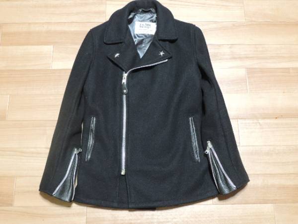 40 美品 Schott 769 ライダースPコート ライダースコート 黒 銀 Schott