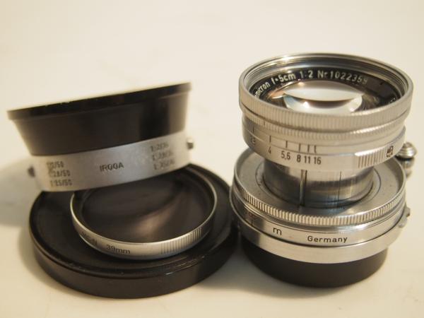 Leica ライカ Lレンズ Summicron 5cm 50mm F2 ズミクロン トリウム 沈胴 IROOAフード付 ★ 4A0BD-15