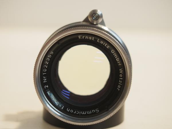 Leica ライカ Lレンズ Summicron 5cm 50mm F2 ズミクロン トリウム 沈胴 IROOAフード付 ★ 4A0BD-15