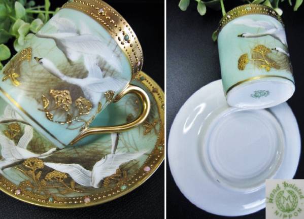 オールドノリタケ | フライングスワン 白鳥飛翔紋様図 有名パターン 