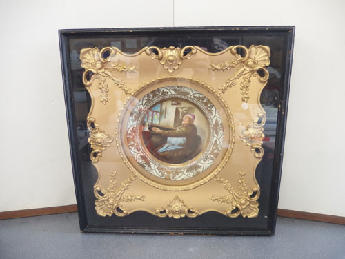 1260870g【額入り 絵皿】飾り皿/金彩/JAPAN/額装品/アンティーク