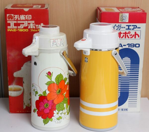 昭和レトロ タイガー・エアー押すポットMDA-190◆孔雀印 エアーポット PAE-1900◆2個セット/未使用品