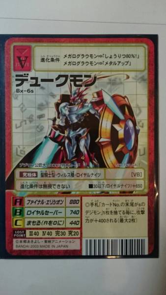 旧デジモンカード 限定カード Bx-6s デュークモン 赤枠 おもちゃ