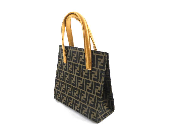 1円 FENDI フェンディ ズッカ柄 キャンバス×レザー マルチポーチ 