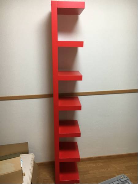 インテリア 木製棚 赤色