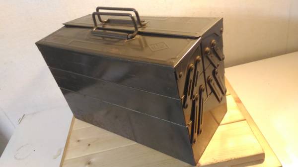 アンティーク　トリプルツールボックス　シャビー　工具箱　道具入れ