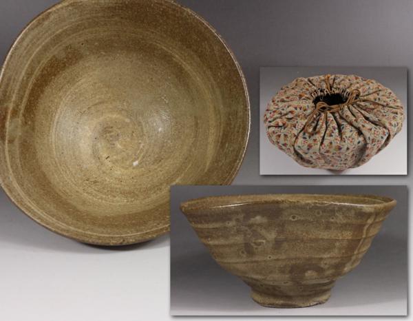 朝鮮美術 李朝初期 粉青沙器徳利（完品）と盃（直し有り）セット