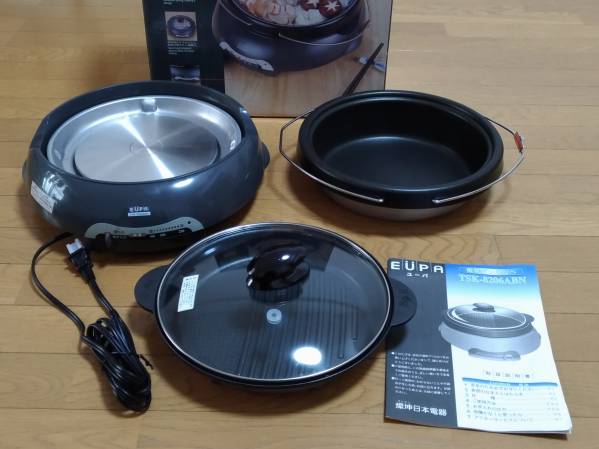 【中古状態良】EUPA TSK-8206ABN 電気グリル鍋2枚組 マルチグリルパン [電確認済 箱・説明書・付属品すべてあり]_1