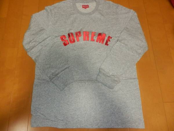 SUPREME アーチロゴロングスリーブ TEE 　XL　灰　シュプリーム