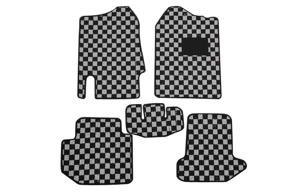 【送無】 フロアマット チェック 黒/灰 5点 JA11 ジムニー MT車