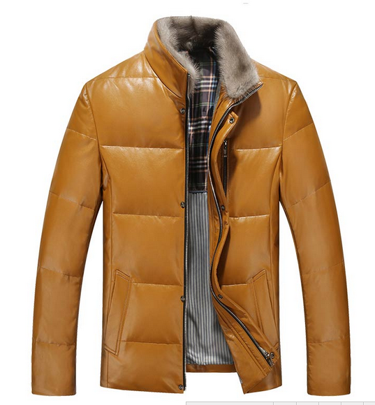 本革ダウンコート/レザー/ブルゾン/ ライダースジャケット XXXL