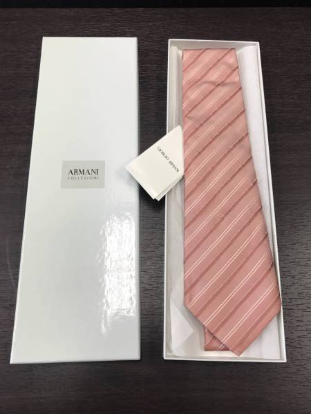 1円スタート！新品 アルマーニ GIORGIO ARMANI ピンク色ネクタイ ot