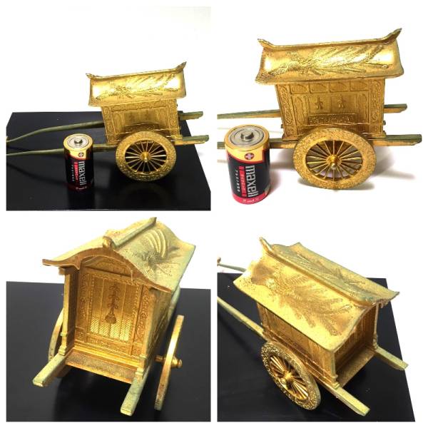 24KGP御所車、長さ27㎝、造りの綺麗な24K仕上げの御所車、鳳凰の模様