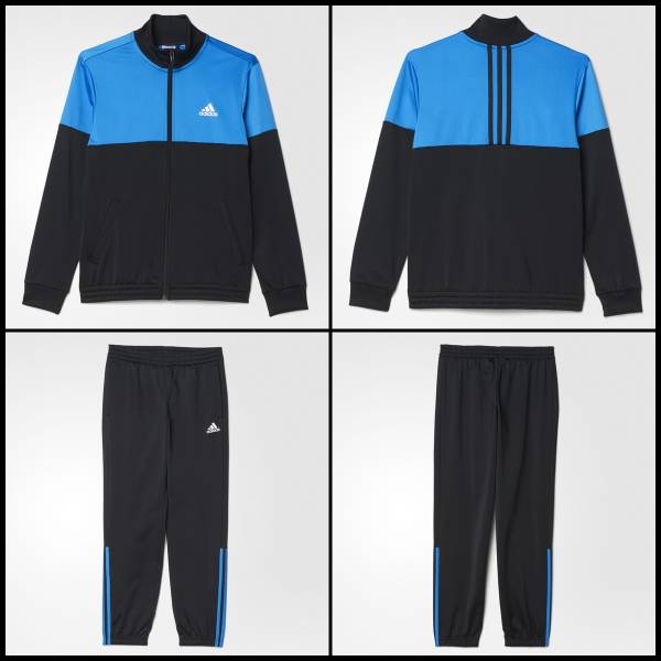 adidasジュニアジャージ上下セット 黒/青120cm 新品 送料無料