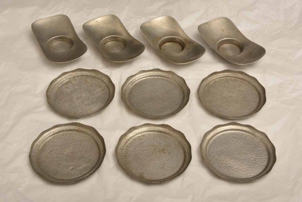 COOO03906　錫製茶托　4枚と皿6枚　計10枚【かんたん決済は不可】◆送料込み【真贋保証】コミコミの安心価格