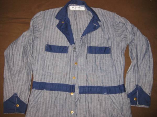 60s デッドストック！ビンテージツートンカラーヘリンボーン ワークオールインワン ツナギ 40　マッコイ 東洋 grad hand　カバーオール