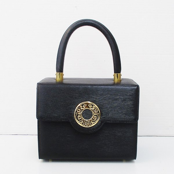 HANAE MORI 　ハナエモリ　バニティ　ハンドバッグ　ブラック☆0336