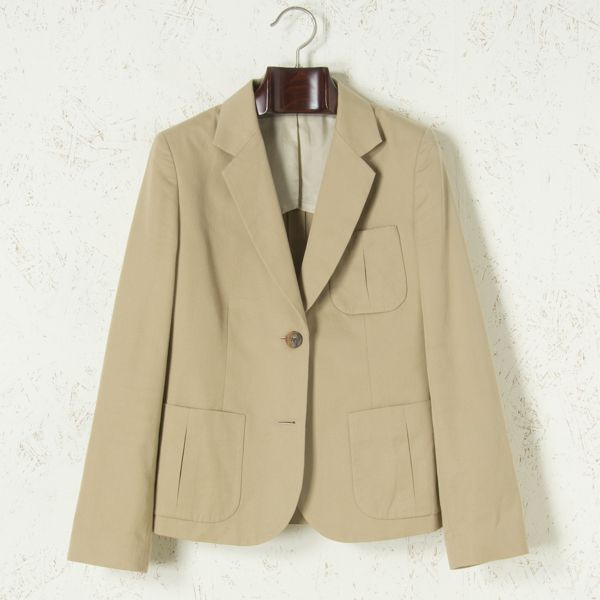 美品 MARGARET HOWELL テーラード ジャケット ２つボタン コットン シンプル ベージュ 2 日本製 ゆうパケット× d3d054WMN