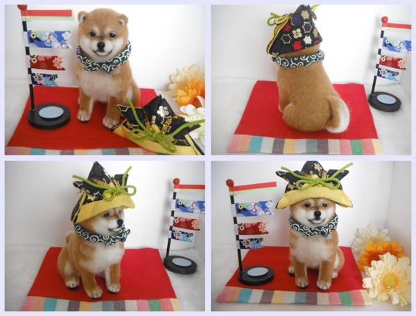 ☆羊毛フェルト 犬 柴犬子犬 五月人形 ハンドメイド ☆(羊毛フェルト