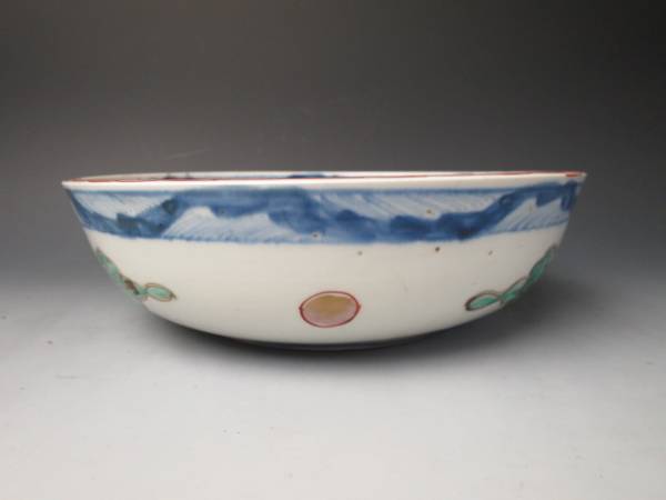 古伊万里 染錦 三日月に兎 松竹梅 飾鉢 無傷 江戸後期 9278T