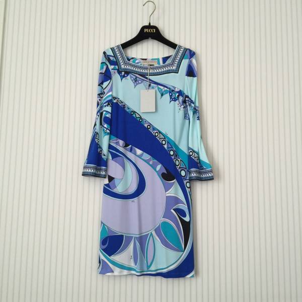 エミリオプッチ 【Emilio Pucci】 ワンピース 長袖 スクエアネック 38 