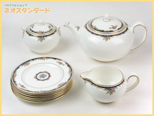 ウェッジウッド オズボーンセット R4699 ポット シュガーポット クリーマー ケーキ皿 食器 中古